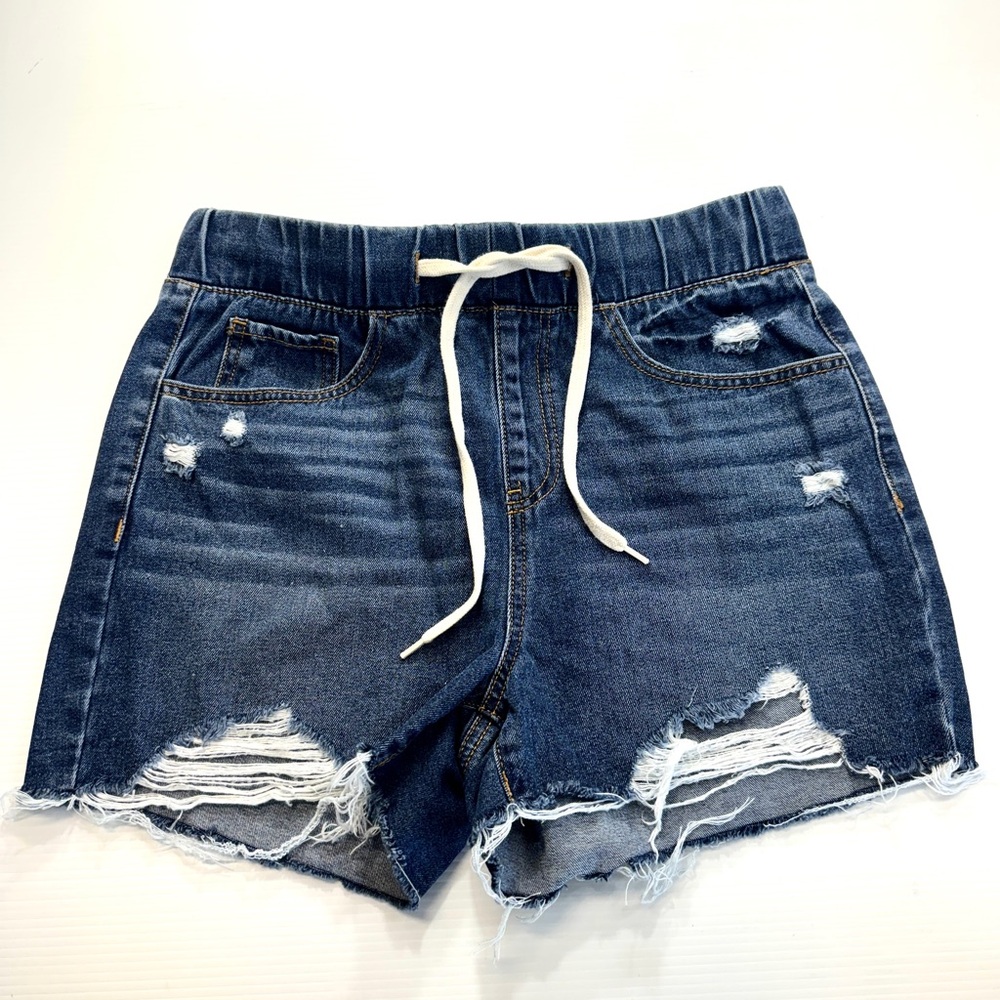 Rewash Brand Elastic Waist Denim Distressed Shorts Size Medium